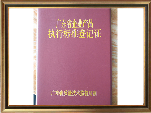 广东省企业产品执行标准登记证